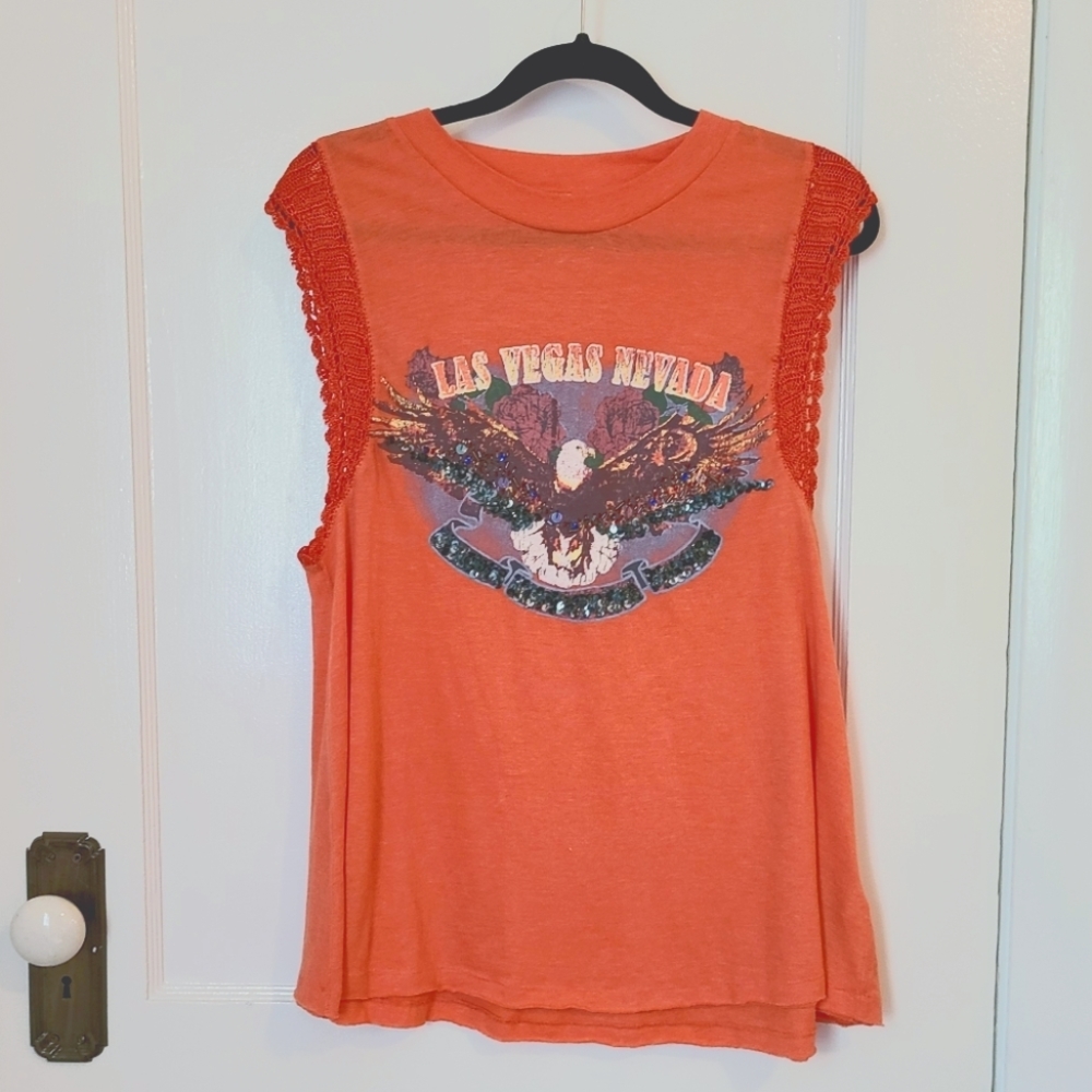 Free People Sequin & Lace Muscle Tank - Medium